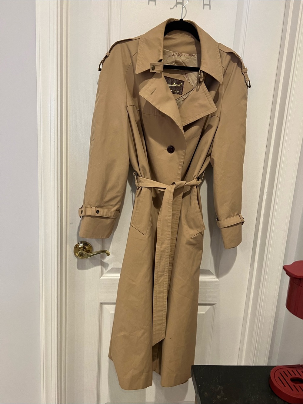 Etienne Aigner Long Tan Trench Coat with Belt Women’s Size 14